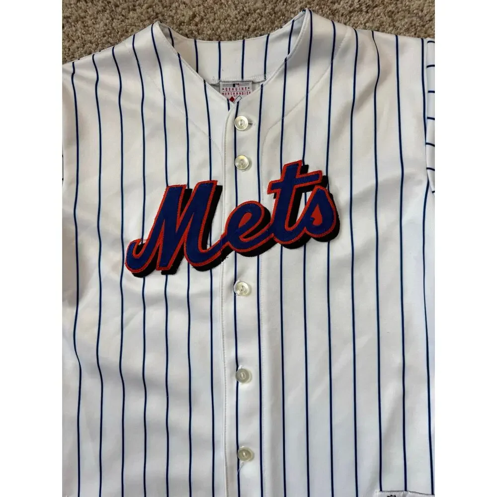 Majestic Men’s MLB Baseball Jersey Medium Mets David Wright #5 White Pinstripe